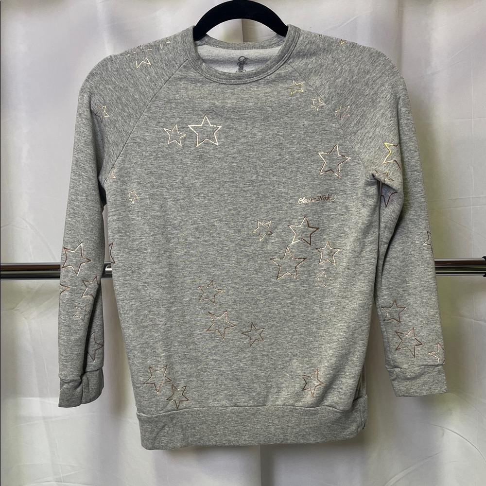 Lauren Moshi girls Gray Sweatshirt with gold foil stars size 10